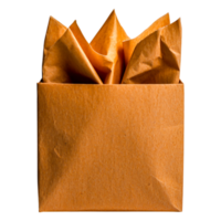 Brown Paper Gift Box with Crumpled Tissue Paper Background png