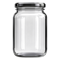 Empty Glass Jar with Metal Lid for Storage and Display Purposes png