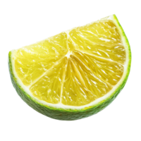 Juicy lime slice with vibrant green skin isolated on a clean transparent background for culinary use and decoration, Juicy slice of lime isolated on transparent background png