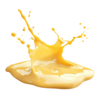 Melted cheese splash creating a vibrant pool on a clean transparent surface, Melted cheese splash on transparent background png