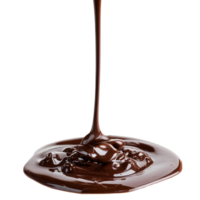líquido chocolate verter crea un suave corriente en contra un brillante transparente fondo, Perfecto para postre presentaciones, líquido chocolate verter corriente aislado en transparente antecedentes png