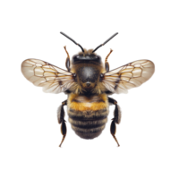 Closeup of a bee isolated on a transparent background showcasing its detailed features and natural beauty, Cold beef salad top view isolated on transparent background png