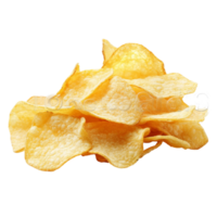 Crispy potato chips stacked on a bright transparent background ready for snacking and enjoyment any time of the day, Potato chips isolated on transparent background png