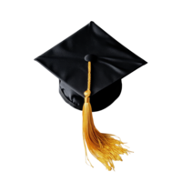 A black graduation cap adorned with a gold tassel resting on a clean transparent background, Graduation Cap with Gold Tassel on transparent background png