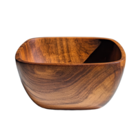 Square wooden bowl from a collection set showcasing natural grain and craftsmanship in a bright setting, square wooden bowl from collectio set png