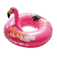 Bright pink flamingo pool float resting on a transparent background, perfect for summer fun and relaxation at the pool, Pink Flamingo Pool Float On transparent background png