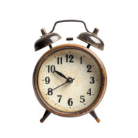 Vintage alarm clock on a bright transparent background highlighting timetelling functionality, Alarm clock isolated transparent background png