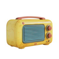 Clásico dibujos animados radio diseño en brillante colores en un limpiar transparente antecedentes exhibiendo retro encanto, 3d dibujos animados Clásico radio en transparente antecedentes png