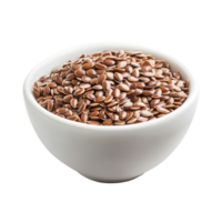 Fresh flax seeds in a transparent bowl on a clean transparent surface ready for healthy incorporation in meals, flax seeds in transparent bowl on transparent background png