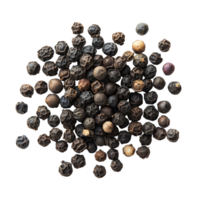 A collection of whole black peppercorns on a clean transparent background showcasing their unique texture and color, peppercorn on transparent background png