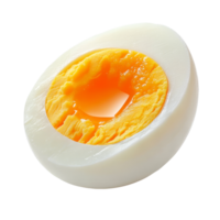 Boiled egg with a vibrant orange yolk displayed on a transparent background for culinary clarity, boiled egg on transparent background png