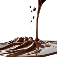 Rich chocolate pouring smoothly over a glossy surface, creating an enticing drip effect, Delicious Chocolate Pouring and Dripping transparent background png