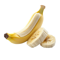 Fresh banana slices isolated on a transparent background showcasing vibrant yellow fruit, Banana slice isolated on transparent background background png