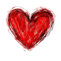 Handdrawn red heart sketch on a transparent background evoking emotions of love and connection, red hand drawn scetch heart isolated on transparent background png