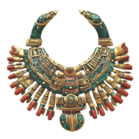 Aztecinspired jewelry featuring intricate designs and vibrant colors on a transparent background, Aztec jewelry isolated on transparent background png