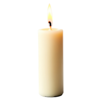 A solitary transparent candle with a warm flame glowing against a clean transparent backdrop, creating a peaceful atmosphere, transparent candle with flame isolated on transparent background png