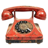 Old red dialup phone isolated on a transparent background highlighting vintage design and nostalgia, old red dialup phone isolated on a transparent background png