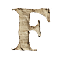 Crafted fabric letter F displayed prominently on a clean transparent background for creative word formation and artistic expressions, consonant letter f is used to make words on transparent png