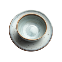 Ceramic plate and bowl set displayed on a transparent background highlighting unique textures and subtle colors, ceramic plate and bowl on transparent background png