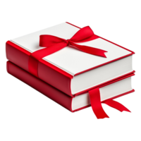 Elegant Red Books with Ribbon Tied Together on png