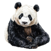 Cute panda bear illustration resting with a charming expression on a transparent background perfect for various designs, panda bear illustrationisolated on transparent background png