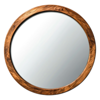 Round Wooden Mirror with Natural Finish and Simple Design png