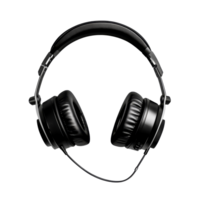 Highquality black headphones with shadow effect on a clean transparent background, black headphones, file of isolated object with shadow on transparent background png