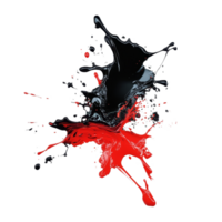 Dynamic splash of black and red paint isolated on a transparent background for artistic expression, black red color splash isolated on transparent background png