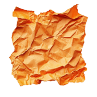Crumpled orange paper with torn edges isolated on transparent background for artistic and design purposes, Crumpled Orange Paper with Torn Edges Isolated on transparent background png