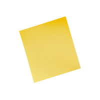 A single yellow sticky note cast in shadow on a clean, transparent surface, perfect for reminders or notes, single yellow sticky note paper with shadow isolated on transparent background png