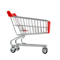 Empty shopping cart isolated on a transparent background, ready for groceries or retail purchases at any time, Empty shopping cart isolated png