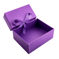 Decorative purple open gift box isolated on a clean transparent background suitable for various occasions, Purple open gift box isolated on transparent background png