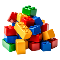Colorful Building Blocks in a Chaotic Pile on png