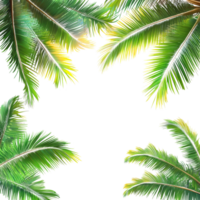 Lush tropical coconut palm leaves create a vibrant summer background perfect for relaxation and refreshment, tropical coconut palm leaves tree for summer background on transparent background file png