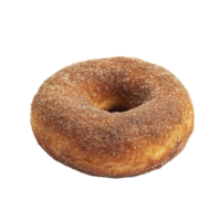 Delicious apple cider donut with cinnamon sugar topping on a clean transparent background, apple cider donut isolated on transparent background png