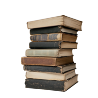 A stack of vintage books resting on a clean transparent background, showcasing various textures and colors in literature, up a stack of books on transparent backgroundfile png