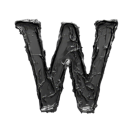 The letter w formed with dark material showcased on a pristine transparent surface, emphasizing texture and contrast in design, consonant letter a is used to make words on transparent backgroundfile png