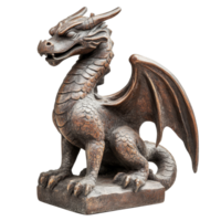 Antique dragon statue showcasing intricate details on a transparent background for decorative display, Antique Dragon Statue Isolated on transparent background png