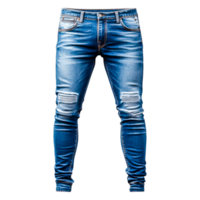 Stylish Ripped Blue Denim Jeans for Casual Wear and Fashion Trends png