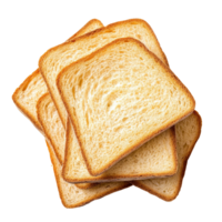 Deliciously crispy bread slices stacked on a transparent background ready for toasting or serving with various toppings, Crispy Bread on transparent background png