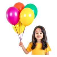 Joyful Child Holding Colorful Balloons with Bright Smile png