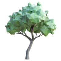 Geometric green tree with flat design isolated on a transparent background, perfect for modern illustrations or graphics, Geometric green tree flat 3d isolated on transparent background png