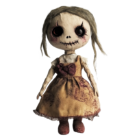 Creepy doll horror character with haunting features on a transparent backdrop for Halloween festivities, Creepy Doll Halloween Horror Character On transparent background png