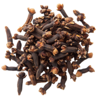 A pile of dry cloves resting on a clean transparent background, showcasing their rich color and unique shape, Dry cloves on transparent background png