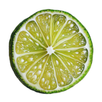 Freshly sliced lime on a clean transparent background showcasing its vibrant color and intricate interior details, slice lime on transparent background png
