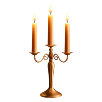 Elegant Three-Candleholder with Lit Candles for Ambient Lighting png