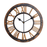 Elegant vintage wall clock showcasing intricate Roman numerals and a stylish metal design, perfect for home decor, vintage wall clock, file of isolated object with shadow on transparent background png