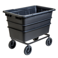 Black rolling cart with wheels on a transparent background for storage and organization needs, Black Rolling cart isolated on transparent background png