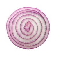 Freshly sliced onion showcasing vibrant purple rings, isolated against a clean transparent background for culinary use, Slice onion isolated on transparent background png