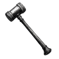 A detailed hammer of justice resting on a clean transparent background, symbolizing law and order in society today, hammer of justice on transparent background png